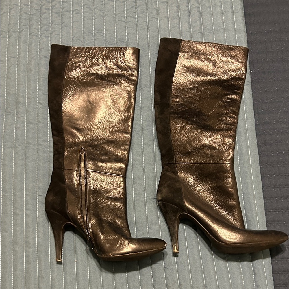 Elegant Black Leather Knee-High Boots